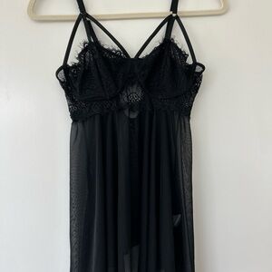Maternity Lingerie in Black Lace Nightgown